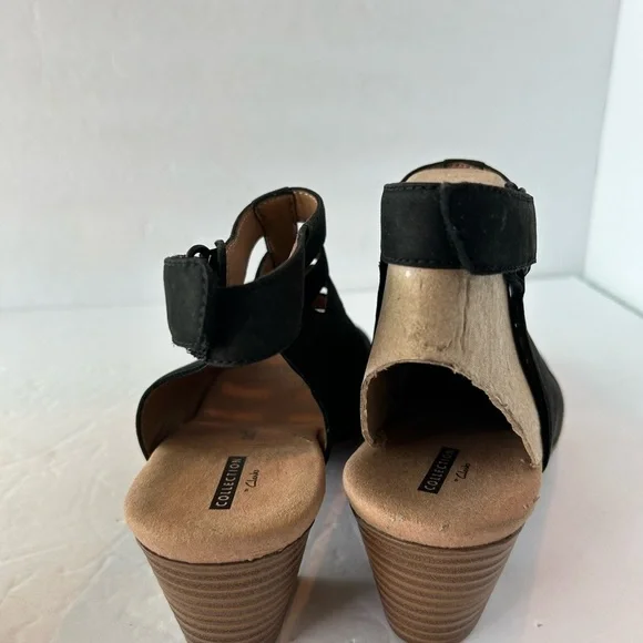 Clark's NOBValerie Shelly Black Nubuck Leather Sandals